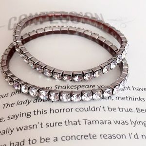 #A201 Silver CZ Bracelets Set of two